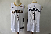Pelicans 1 Zion Williamson White Nike Swingman Jersey,baseball caps,new era cap wholesale,wholesale hats